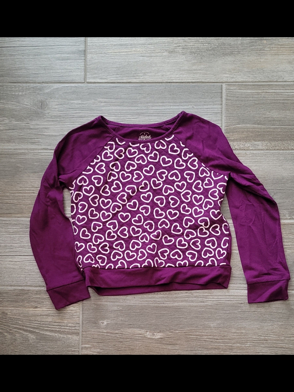 Faded Glory Purple shirt with White Heart Print